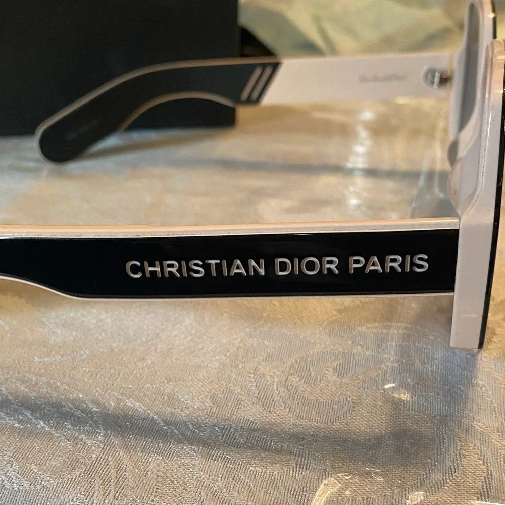 Dior unisex extra wide Black and White Sunglasses size XL pre loved condition